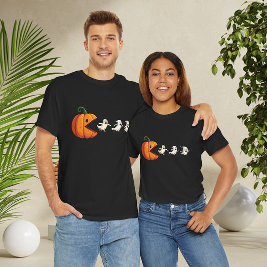 Pumpkin Eating Ghost Funny Halloween Gamer Tee Shirt