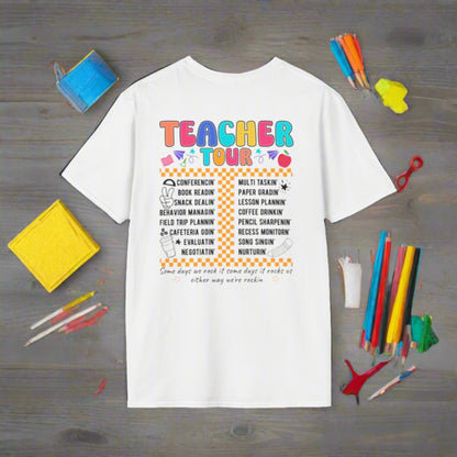 Retro Teacher Tour, ABCD, Back to School - Softstyle T-Shirt