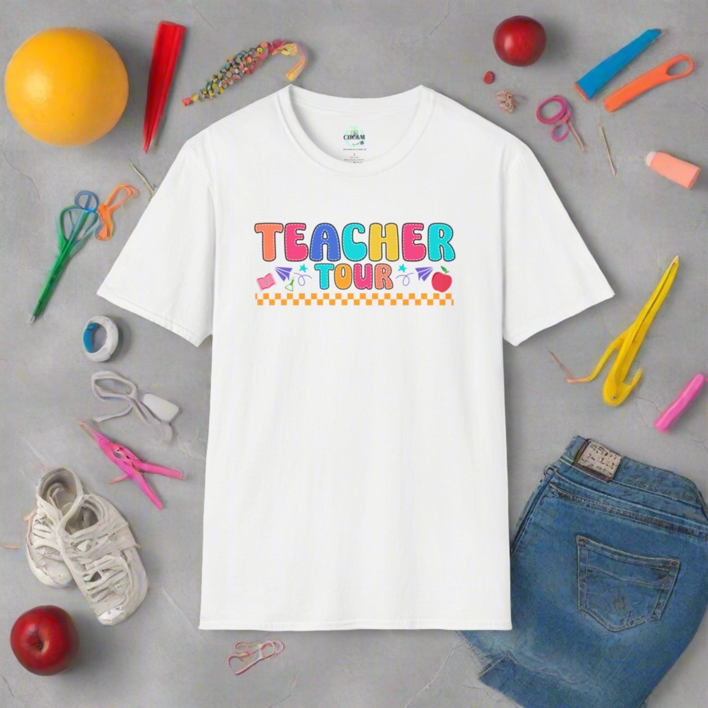 Retro Teacher Tour, ABCD, Back to School - Softstyle T-Shirt