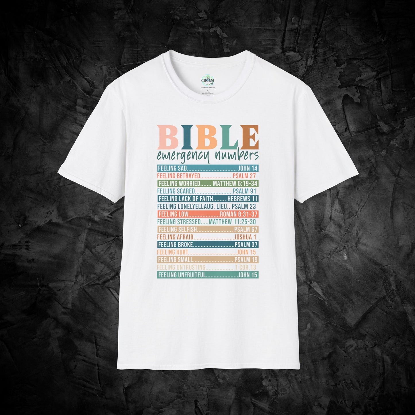 Bible Emergency Numbers, Nutrition Facts Softstyle T-Shirt