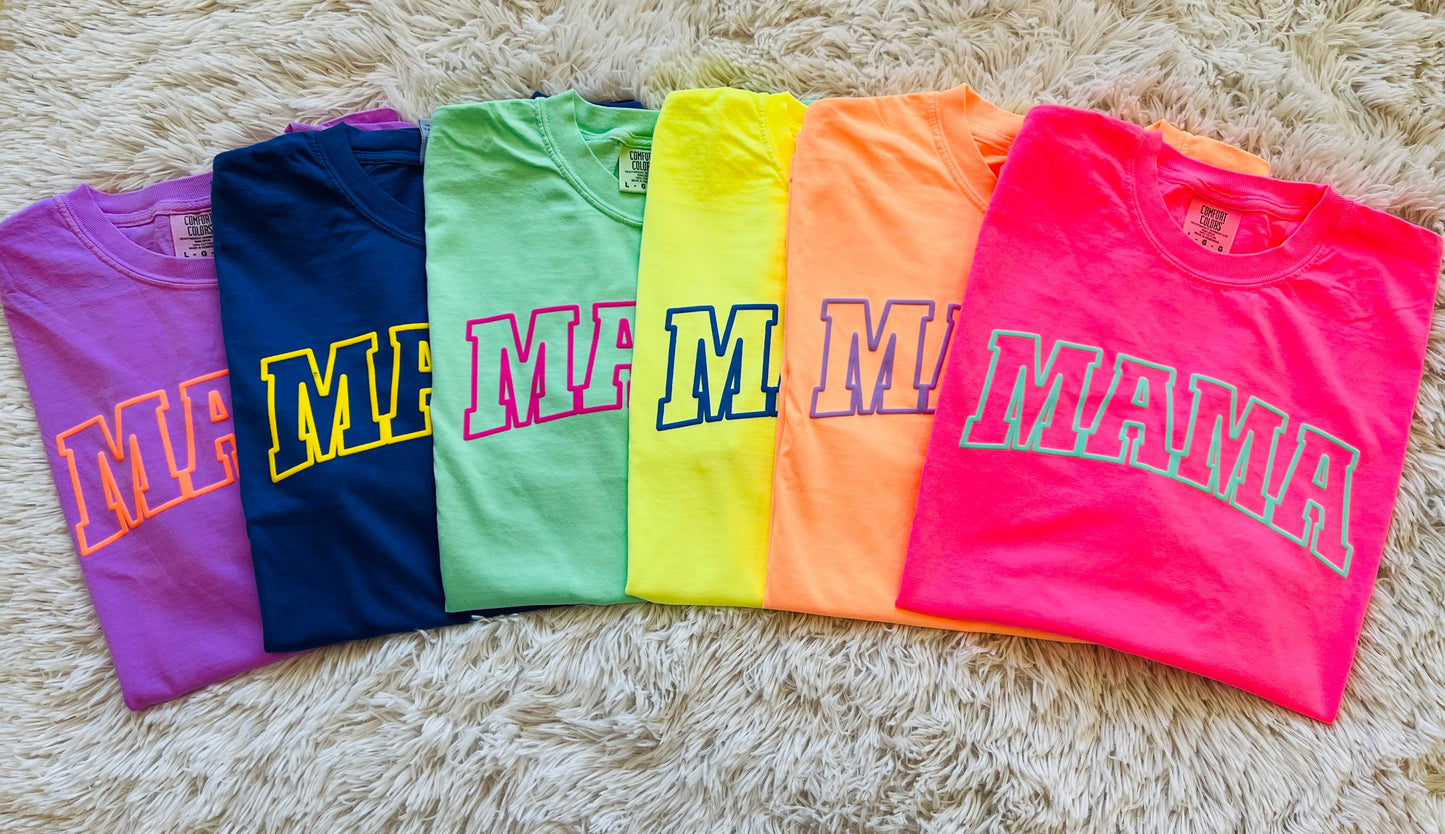 Summer Neon Mama Puff Graphic Tee - RTS (M, L, XL, 2X, 3X, 4X)