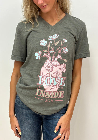 LOVE IS AN INSIDE JOB - RTS (S, M, L, XL, 2X, 3X)