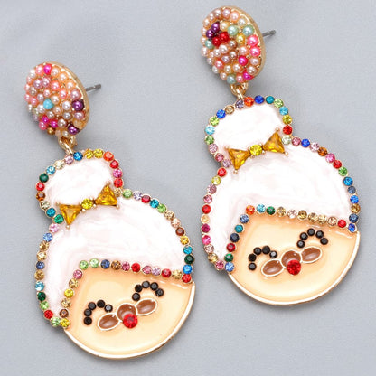 Rhinestone Alloy Mrs. Claus Earrings