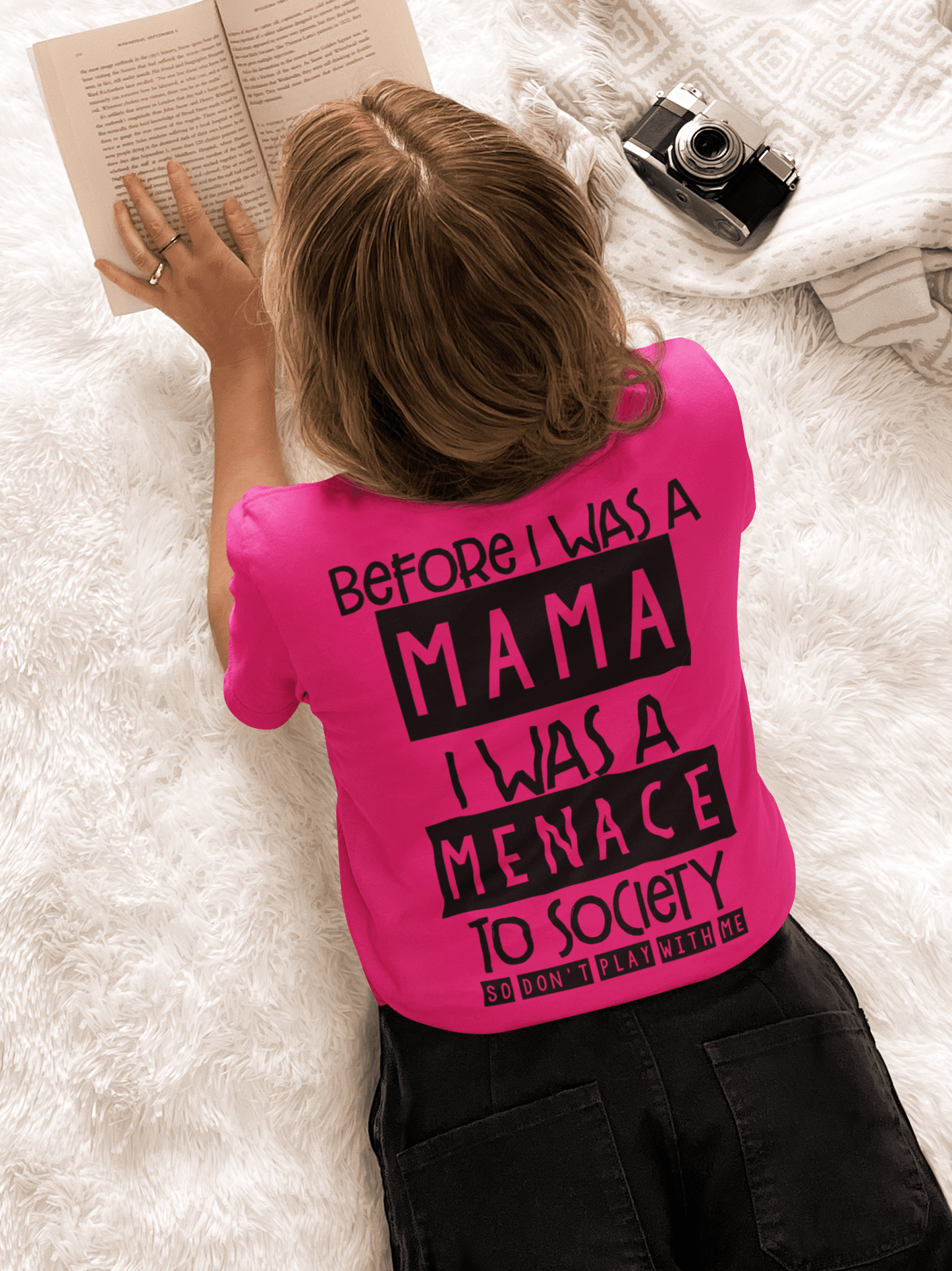 Design On The Back - Before I Was A Mama I Was A Menace To Society - T-Shirt - Printify - CreationsByCaitlyn & More