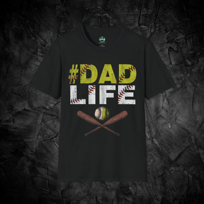 Dad Life 🥎⚾️ Unisex Softstyle T-Shirt - T-Shirt - Printify - CreationsByCaitlyn & More