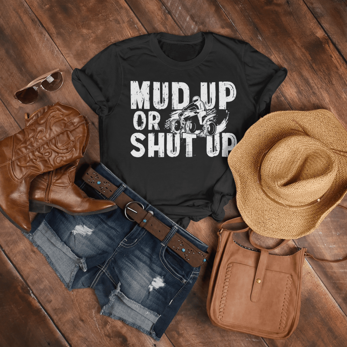 Mud Up Or Shut Up Humor Unisex Softstyle T-Shirt - T-Shirt - Printify - CreationsByCaitlyn & More