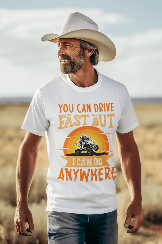 You Can Drive Fast But I Can Go Anywhere Wheeler Humor Unisex Softstyle T-Shirt - T-Shirt - Printify - CreationsByCaitlyn & More